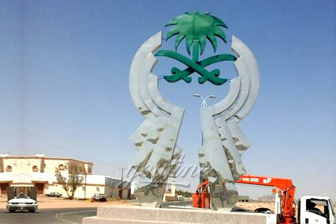 Large outdoor metal sculpture for sale for client from Saudi Arabia