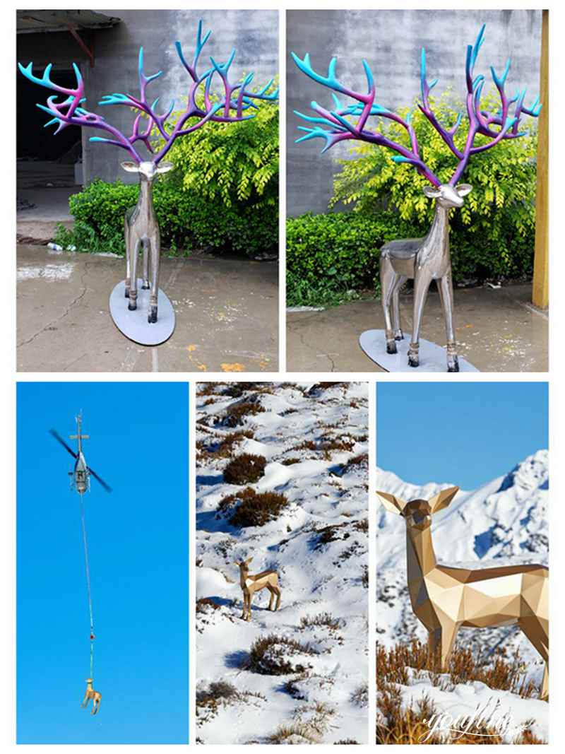 large metal deer sculpture