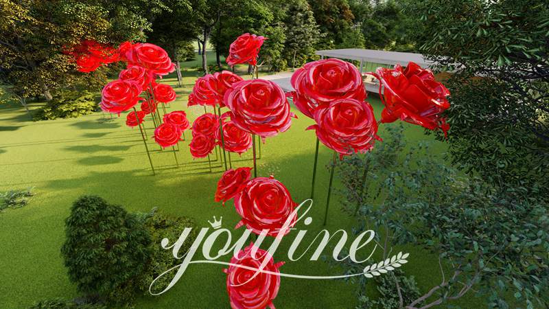 Large metal rose sculptures-YouFine Sculpture