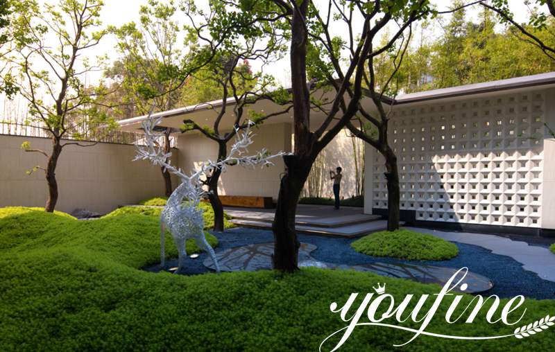 Metal deer statues for outdoor decor-YouFine Sculpture