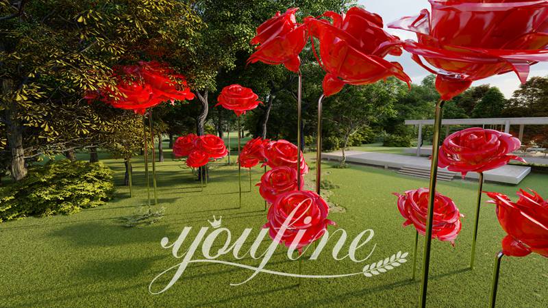 Outdoor metal rose sculpture-YouFine Sculpture
