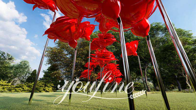 Outdoor metal rose sculptures-YouFine Sculpture