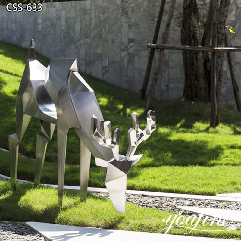 Stainless steel deer statue-YouFine Sculpture