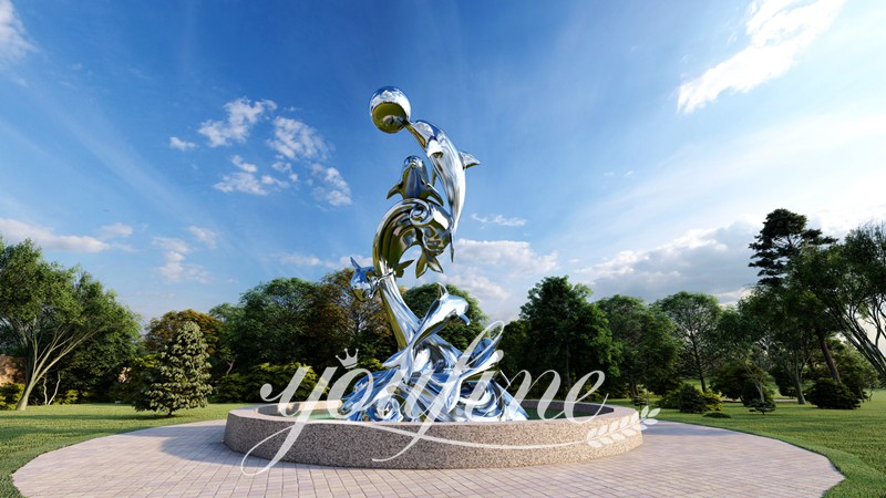 dolphin statue for garden-YouFine Sculpture