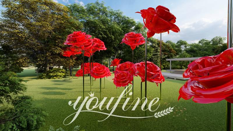 metal rose sculptures-YouFine Sculpture