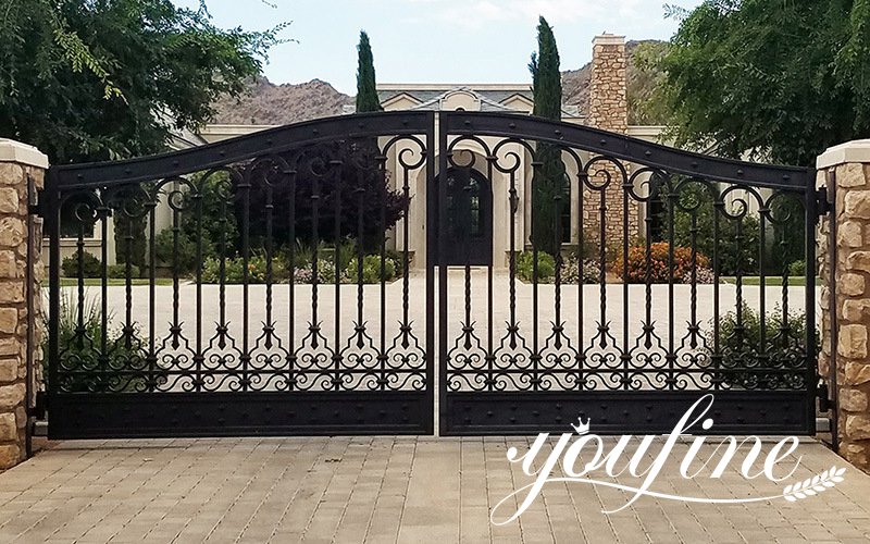 Custom Fancy Wrought Iron Gate for Luxury House-YouFine Sculpture