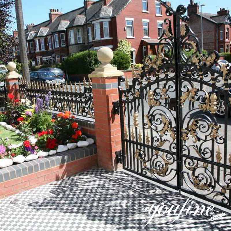 High-quality-gold-ornate-wrought-iron-entrance-gate-designs-for-sale-YouFine Sculpture