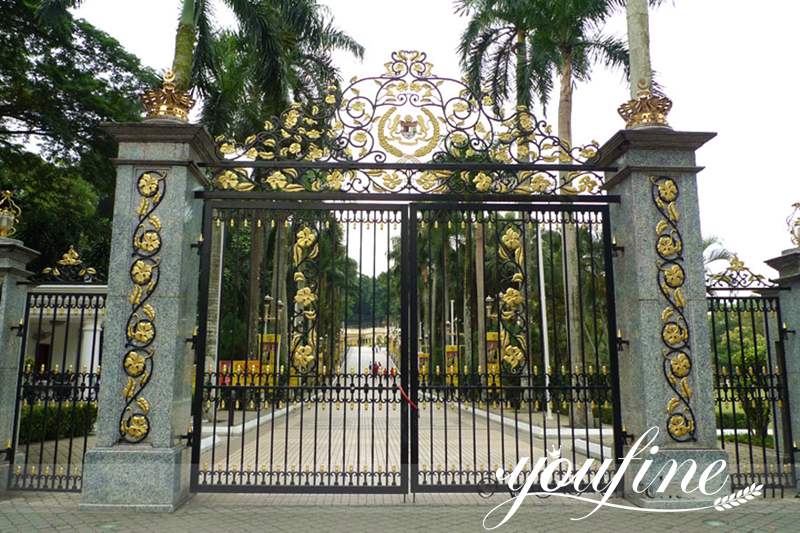 Modern estate entrance wrought iron double driveway gate designs for garden cost for sale