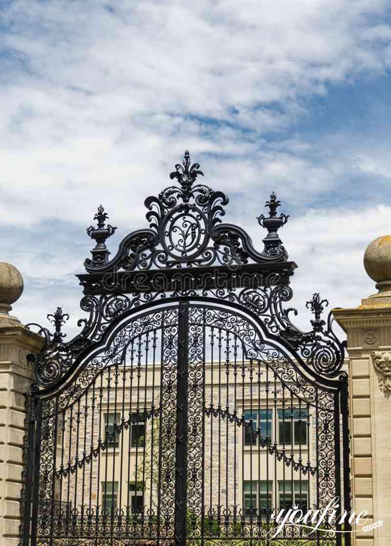 closed-black-wrought-iron-gate-mansion-black-wrought-iron-gate-YouFine Sculpture