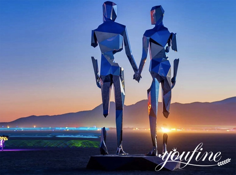 mirror polished stainless steel figure statue-YouFine Sculpture