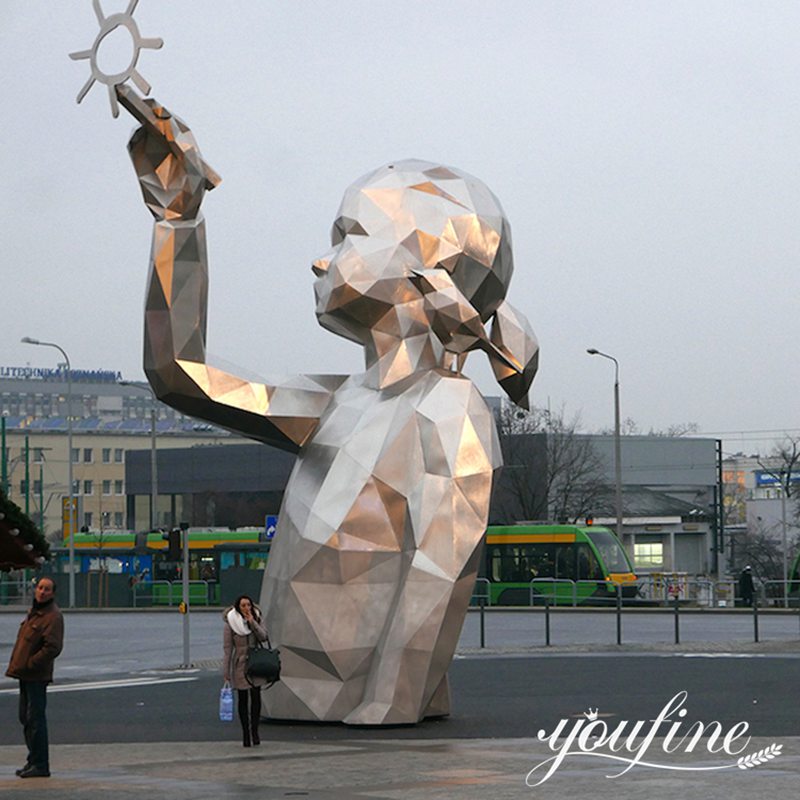 mirror polished stainless steel figure statue-YouFine Sculpture1
