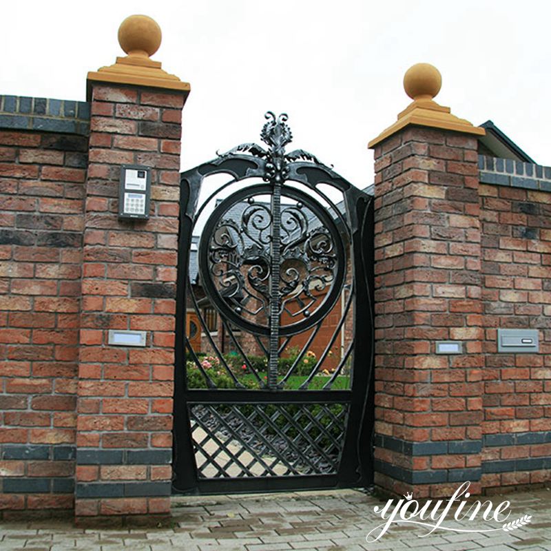 Antique small wrought iron double swing gates for entry door decoration for sale--IOK-186