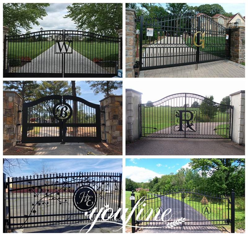 Custom Wrought Iron Metal Double Driveway Gate Manufacturer IOK124