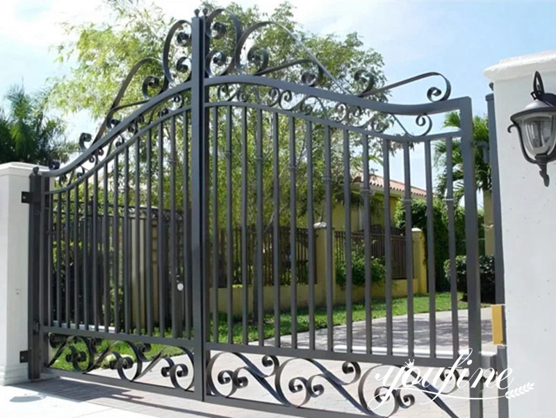 decorative wrought iron driveway gate-YouFine Sculpture