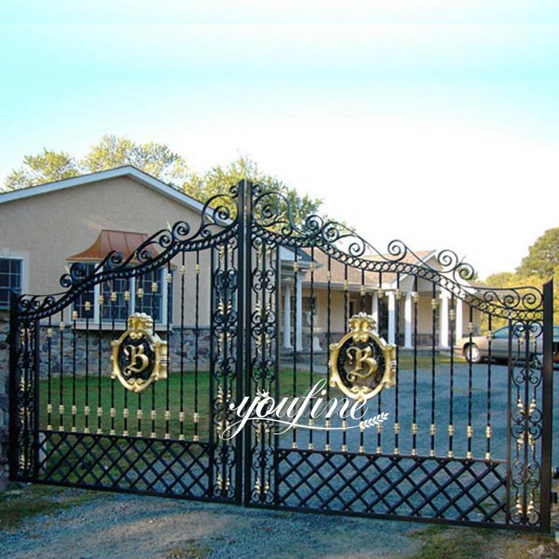 metal decorative garden gate double sliding driveway-YouFine Sculpture