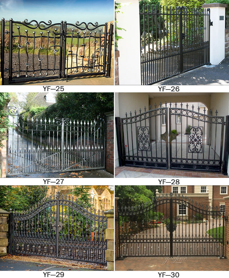 wrought iron double gate for home-YouFine Sculpture