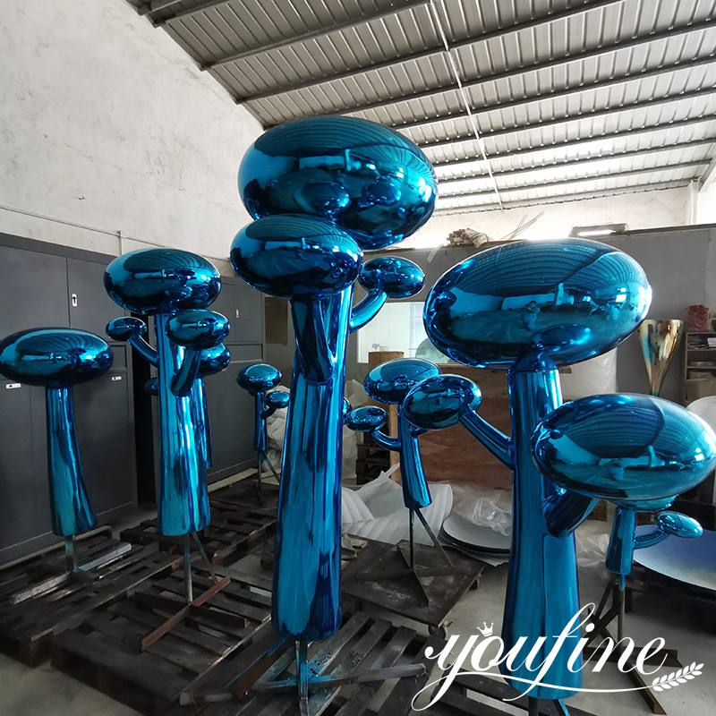 metal-decoration-art-abstract-blue-stainless-steel-mushroom-sculpture-YouFine Sculpture