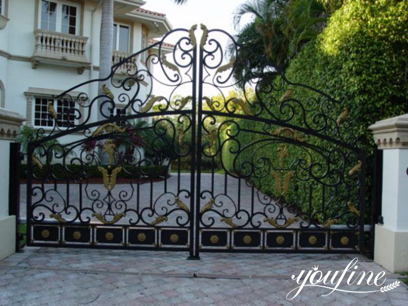 modern wrought iron gate for driveway-YouFine Sculpture