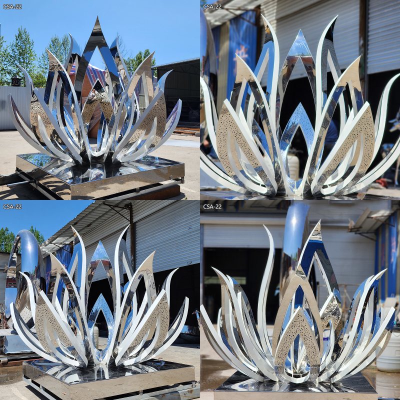 metal lotus sculpture
