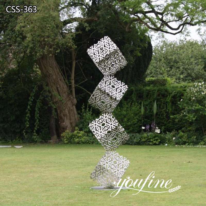 Outdoor Decoration Modern Metal Cube Sculpture